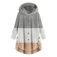 Moderna jakna za žene plus veličina Dugme Plišani vrhovi kapuljač s kapuljačom sa kaputama od vunene