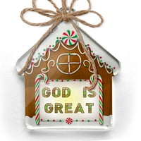 Ornament tiskani jednostrani Bog je sjajan zeleni vitraži Božić Neonblond