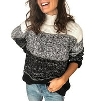 Ženska labava pruga print uboda dugim rukavima pleteni džemper