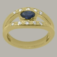Britanci napravio 18k žuto zlato prirodni safir i dijamantni ženski prsten - veličine opcija - veličine