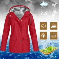 QXUTPO Ženske jakne Hoodie Rain vodonepropusni čvrsti džepovi Zipper WorkOut Vanjske vjetrootporne kišne