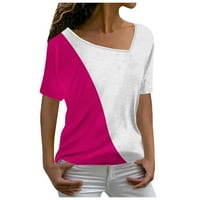 Ženska modna ležerna temperamenta V-izrez labavi geometrijski print kratkih rukava T-majice za bluzu