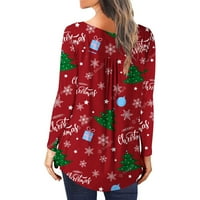 Frostluinai ružni božićni džemperi za žensko čišćenje, plus veličina Pulover košulje za žene povremeni