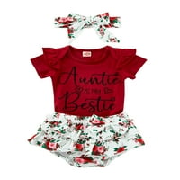 Jaweiw novorođenčad Outfit Sets, Pismo Ispis kratkih rukava s kratkim rukavima, kratke hlače s odjećom