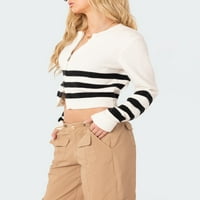 Ženski zip prednji klip vrhovi trake s prugama dugih rukava Spring Cardigan Slim Lagani džemperi