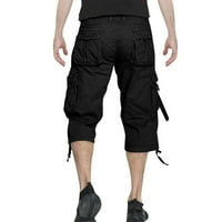Ljetne kratke hlače Muški kombinezoni casual capris ravne multi džepne hlače Black XL