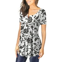 Žene sakrij trbušni tunik Trendy Creative Grafički grafički majica Fashion Flowy Henley majica Ležerna