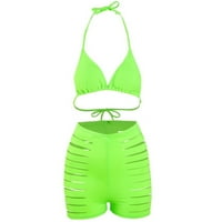 PUDCOCO Women Bikini Top + izdubljeni donji set kupaći kostimi za plažu plivanje