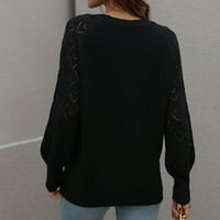Homodles ženski džemper s dugim rukavima - labava boja crna veličina m