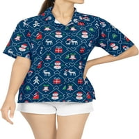Bay Womens Funky Casual Havajska bluza Božićna košulja XXL Blue_AA336
