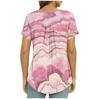 Ženski vrhovi kratki rukav casual peplum grafički otisci Žene košulje Okrugli dekolte Summer Pink XL