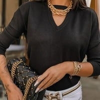 Žene Ležerne prilike V-izrez Majica Labavi dugi rukavi Zip s kapuljačom Solid bluza Hot6SL4869623