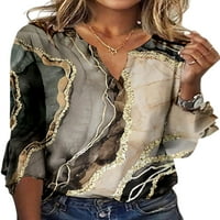 Ženska majica Flare rukavi Ljetni vrhovi cvjetno tiskane majice Dame Soft Pulover Radni tee Golden Rock