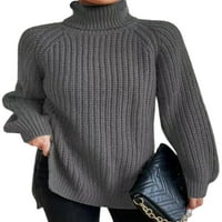 NOILLA dame džemper kornjača Kletene džempere Chunky pleteni džumper, žene ugodno pulover vino s dugim rukavima crveno 2xl