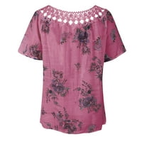 Majice za žene Moda Elegantna cvjetna posada Crta kratkih rukava pulover cvjetni print cvjetni posad