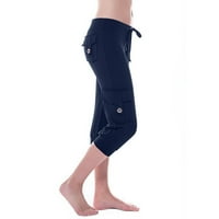 Capri joga hlače za žene Cargo Workout Znoj hlače Jogging Pješačke vještačke tajice Slablja kaprisu