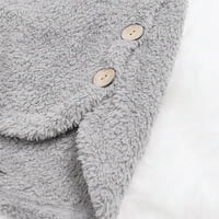 Labakihah kaputi za žene Modni ženski gumb kaput rep na vrhu pulover s kapuljačom labav džemper sivi