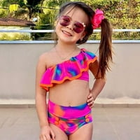 Giligiliso Cleariance Toddler kupaći kostim Little Baby Girls Tie-Dye Ruffle kupaći kostimi jedno rame