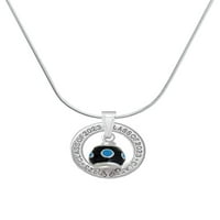 Delight nakit silvertone vruće plave točkice na crnom spinnersku srebrnu klasu prstenaste ogrlice, 18