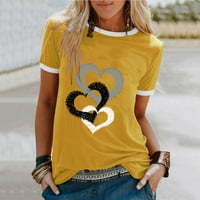 Sanbonepd Valentinovo ženska modna ležerna print O-izrez labav majica kratkih rukava Top bluza pulover
