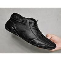 Lacyhop muškarci čizme ručno šivanje gležnjače čipkasti stanovi na otvorenom bez klizanja casual cipele