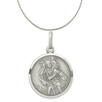 Carat u Karatsu Sterling Silver Antiqued St. Christopher Medalja Privjesak sa sterlijskim srebrnim užad