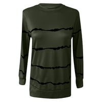 Rollbacks ženske modne modne košulje casual crewneck dukserica čvrsta prugasta dugi rukav labav pulover vrhove vojske zelene s