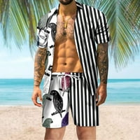 ELNEEYA NOVO Ispis prugasti muške sportske odjeće na havajskim plažama labava odjeća za muškarce kratki