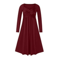 Kiplyki Gothic Veleprodajna haljina za žene Čvrsta boja za ležerne duge rukave ES V-izrez Dark Midi