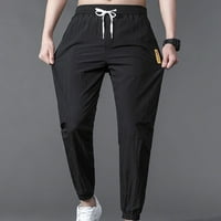 Ljetne muške ležerne hlače pantalone Slim Fit Radne elastične struke svjetlosne pantalone crne m