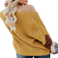 Ženski sa ramenim džemper u boji blok batwing rukav labavi predimenzionirani pulover pletene džumper