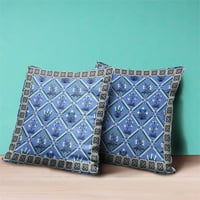 Amrita Sen Designs CAPL1057BRCD-ZP- in. Mughal Art BroadCloth Indoor i vanjski patentni jastuk - plava,