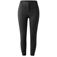 Olyvenn ponude Žene pune dužine Hlače Žene Solid Boja Udobne hlače za slobodno vrijeme Strukne pantalone Dužine hlače Plaža Comfy Boho Rompers Black XL