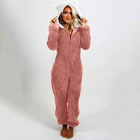 Ženske zimske tople nejasne ruke Onedje s kapuljačom Jednodijelni pajamas kombinezon Zip Up Up COSY odjeća LoungeWer Plus size Ženska odjeća