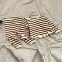 Meihuida Baby Girls Boys Outfit setovi dugih rukava Kontrastne boje prugaste hlače