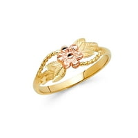 14k dva tona talijanskog zlatnog cvijeta w Lišće i konop dizajn prstena