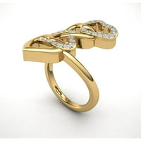 Pravi 0,5ctw okrugli rez Diamond Prong Fancy isprepleteni povezani srčani prstena bridalna godišnjica