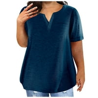 Feternal Fashion Plus size Ženski povremeni kratki rukav okrugli gradijentni košuljnica sa džepovima