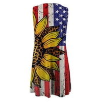 Sandresses za žene Američka zastava bez rukava bez rukava Ležerne haljine Seksi plaža Boho zvijezda