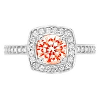 1.24ct okrugli rez Crveni simulirani dijamant 18k Bijelo zlato ugraviranje Izjava bridalne godišnjice