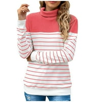 Vivianyo HD džemperi za žene Clearence Plus Veličina Žene Modni stripe SPLICING Visoko ovratnik Dugi