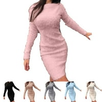 Žene Bodycon Mini Jumper haljina dame dugih rukava džemper pletene haljine