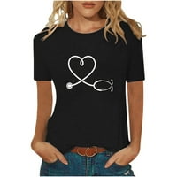 Zodggu Cleariance Summe Tunic T majice za žene Smiješni stetoskop Ljubav Heart Print Trendy Ležerne