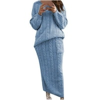 Duga džemper za žene za žene modni ispis kapuljača sa kapuljačom dugih rukava, ležerna dukserica, plavi xxxxxl