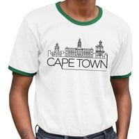 Skyline Cape Town Južna Afrika Ringer Tee majica unise Mali bijeli Kelly Green