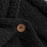 Meetotime Womens Fuzzy Fleece jakna Jesen Zimska modna kapuljača Duks Cardigan Dugmos Ugodan topli kaput