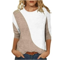 Košulje za žene, žene Boja blok rukava s rukavima CREW izrez Poslovni teže, ležerne tunike, labave bluze