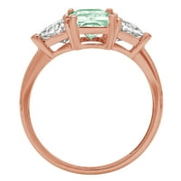 2.82ct smaragdni rez zeleni simulirani dijamant 18k ružičasti ružičasto zlato graviranje izjava godišnjica