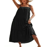Haljina haiti maxi dugi maxi haljina za žene špagete kaiševe plutane ljuljačke haljine casual v izrez