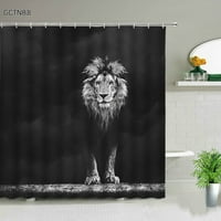 Afrika Divlje životinje zavese za tuširanje set Tiger Lion Slon Giraffe Wolf Leopard Zidno viseće kupatilo Dekor tkanina sa kukama
